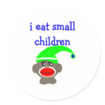 Sock Monkey "I EAT SMALL CHILDREN" stickers