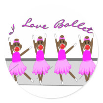 sock monkey "I LOVE BALLET" stickers by gailg1957 sock monkey "I LOVE BALLET" stickers