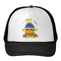 Sock Monkey "I Throw Poop" Design--Adorable Trucker Hat