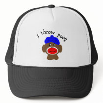 Sock Monkey "I THROW POOP" hats by gailg1957 Sock Monkey "I THROW POOP" hats