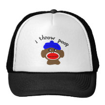 Sock Monkey "I THROW POOP" Hats