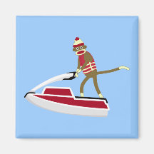 Sock Monkey Jetski Fridge Magnets