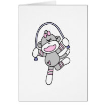 Sock Monkey Jumping Rope Tshirts and Gifts Greeting Card