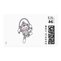 Sock Monkey Jumping Rope Tshirts and Gifts Postage Stamps
