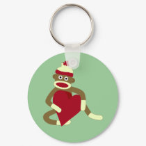 Sock Monkey Love Heart keychains by sockmonkeys Sock Monkey Love Heart keychains