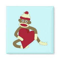 Sock Monkey Love Heart magnets by sockmonkeys Sock Monkey Love Heart magnets