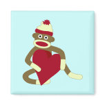 Sock Monkey Love Heart magnets
