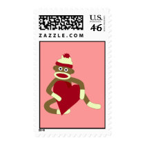 Sock Monkey Love Heart Postage Stamps
