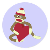 Sock Monkey Love Heart Sticker