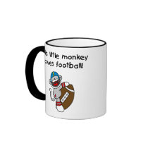 Sock Monkey Loves Football mugs