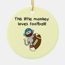 Sock Monkey Loves Football Tshirts and Gifts Ornaments