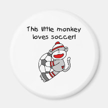 Sock Monkey Loves Soccer Refrigerator Magnet