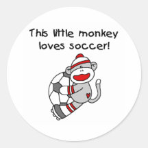 Sock Monkey Loves Soccer Round Stickers