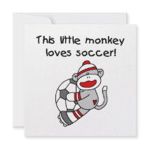 Sock Monkey Loves Soccer T shirts and Gifts Custom Invites