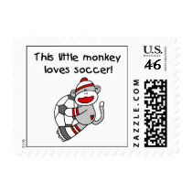 Sock Monkey Loves Soccer T shirts and Gifts Stamps