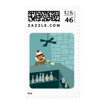 Sock Monkey Martini Bar Postage Stamp