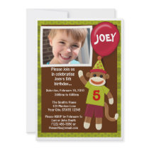 Sock Monkey Monkey Business Birthday Invitation