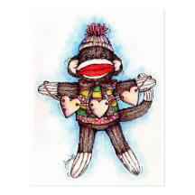 Sock Monkey - Monkey Business Post Card