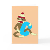 Sock Monkey Monogram Boy C Cards