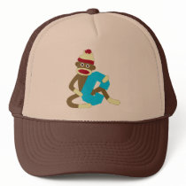 Sock Monkey Monogram Boy C Mesh Hats