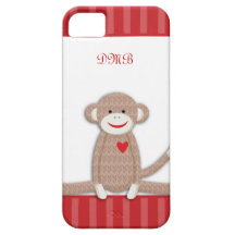 Sock Monkey Monogram iPhone 5 Case