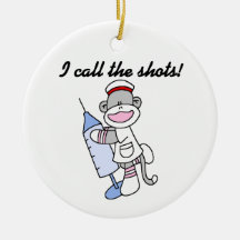 Sock Monkey Nurse I Call the Shots Gifts Christmas Tree Ornament