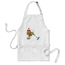 Sock Monkey Olympic Curling Apron