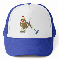 Sock Monkey Olympic Curling Mesh Hats