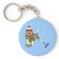 Sock Monkey Olympic Curling Key Chains