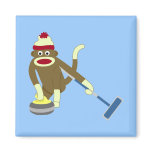 Sock Monkey Olympic Curling magnets