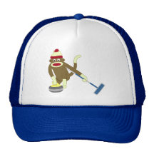 Sock Monkey Olympic Curling Mesh Hats