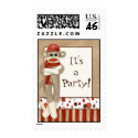 Sock Monkey, Party Invitation Postage postage