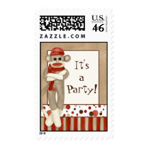 Sock Monkey, Party Invitation Postage