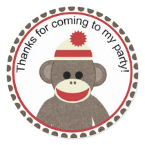 sock monkey party sticker