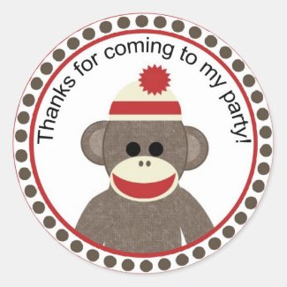 sock monkey party sticker