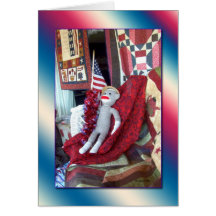 Sock Monkey Patriot Card