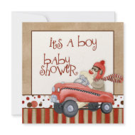 Sock Monkey Pedal Car, Boy Baby Shower Invitation invitation