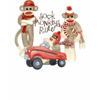Sock Monkey Pedal Car, Sock Monkeys Rule T Shirt shirt