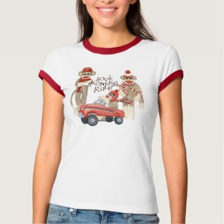 Sock Monkey Pedal Car, Sock Monkeys Rule T Shirt shirt