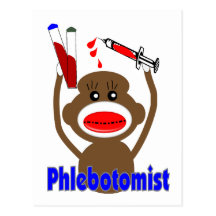 Sock Monkey Phlebotomist Gifts--Adorable Post Card
