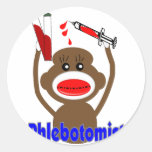 Sock Monkey Phlebotomist Gifts--Adorable Round Sticker