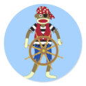 Sock Monkey Pirate stickers