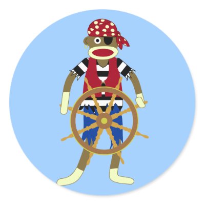 Sock Monkey Pirate Stickers