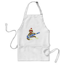 Sock Monkey Playing Blue Guitar Apron