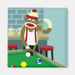 Sock Monkey Pool Billiards Player Fridge Magnet