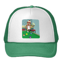 Sock Monkey Pool Billiards Player Hats