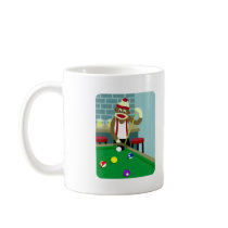 Sock Monkey Pool Billiards Player Coffee Mug
