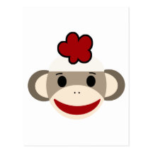 sock monkey postcard