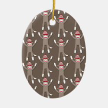Sock Monkey Print Ornament