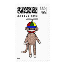 Sock Monkey Propeller Hat postage
